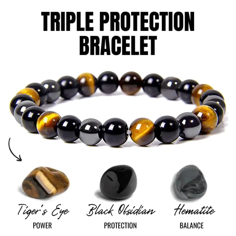 Triple Protection Obsidian Bracelets