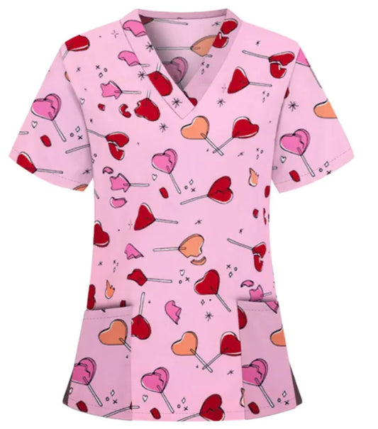 Printed Loose Casual Women's Nurses' Uniform