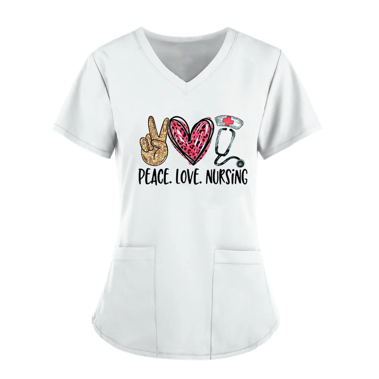 Cartoon Printed Nurse Uniform Scrubs Costume