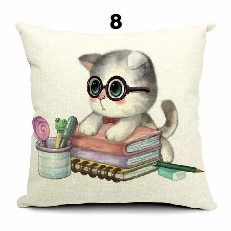 Cute 3D Retro Teacup Cat Cushion Covers