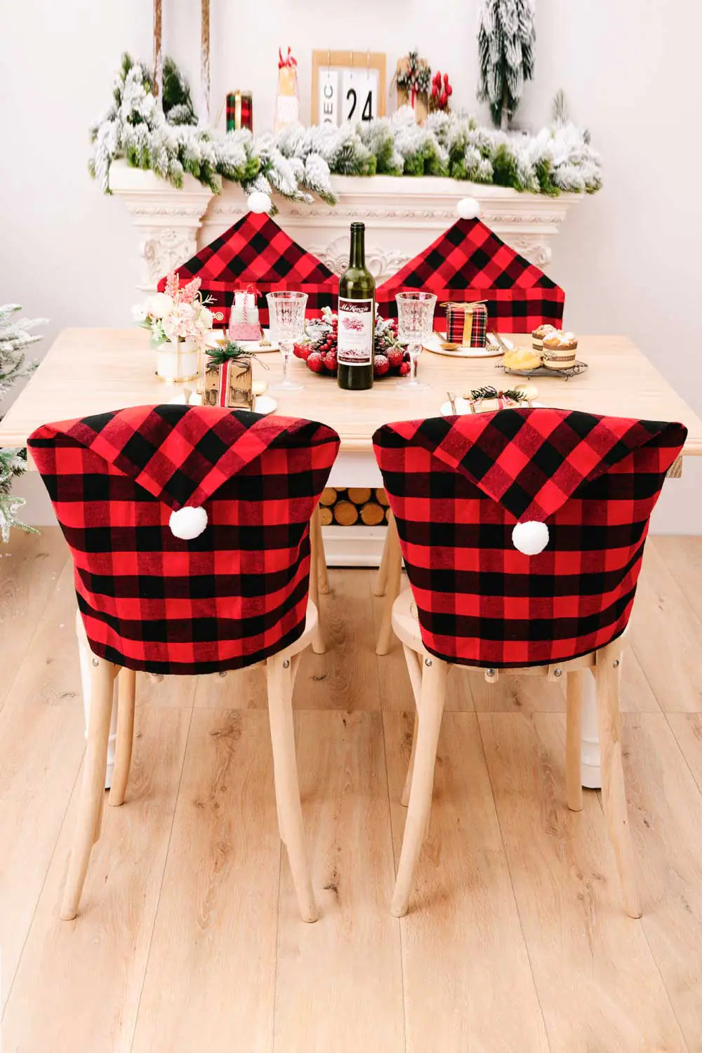 2-Pack Christmas Plaid Chair Covers